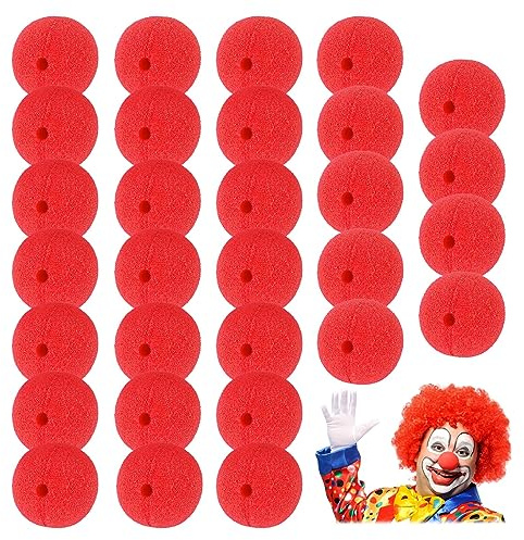 AWAVM 30 Stücke Rote Clown Nasen, Clowns gekleidete Schwammbälle, Rollenspiel, Party Requisiten, Zirkus, Halloween, Weihnachten (5cm)