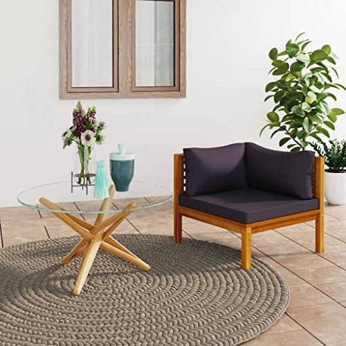 FIRBNUS Modulares Ecksofa mit Dunkelgrauen Kissen Massivholz Akazie Garden Furniture Eckcouch Balkon Sitzecke Garten Gartenmöbel für Draußen Gartensofa Gartenmöbel Holz Balkon Sofa Balkonmöbel Holz
