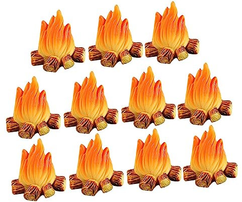 Yardwe 12st Feuerschmuck Kunstharz-Lagerfeuer Lagerfeuer-Party-Dekoration Rollenspielset Zum Campen Halloween Mini-hausornament Dorfsammellagerfeuer Minitöpfe Sukkulenten Vorgeben