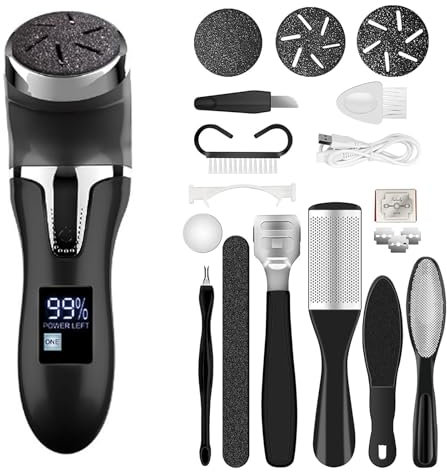 Layhou Kit 18 PCS Rapeuse Pieds Electrique, Rape Pieds Pédicure, Pedicure Professionnel, Pédicure Professionnel pour Pied à 2 Vitesses Portable 3 Têtes de Meulage, Etanche IPX7, Eliminer Peaux Mortes