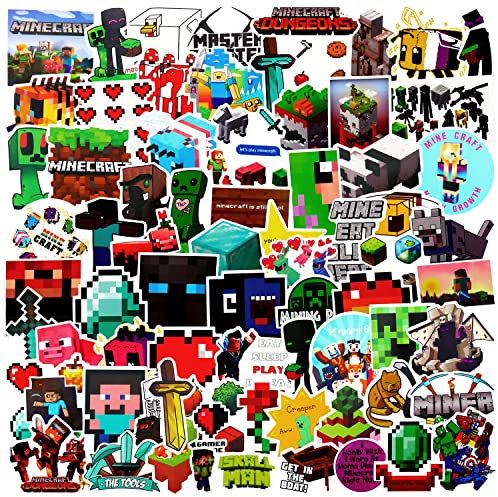 Yagu 100 Stück Minecraft Sticker Pack Auto Aufkleber Minecraft Sticker Bomb Mix Aufkleber für Laptop Skateboard Gitarre Gepäck Wasserflasche Telefon