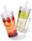 NiHome 2 Stück Gläser mit Deckel und Strohhalm, 650ml Trinkgläser mit Strohhalm und Deckel für Eiskaffee, Smoothies und Tee, Weithals-Trinkglas mit Geräuschdämpfungsring, Glas Smoothie Becher
