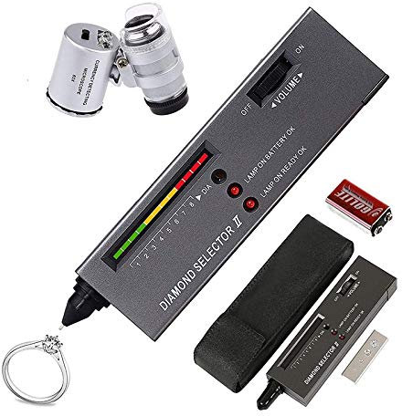 FURREN Penna Tester di Diamante, Tester di Diamante di Alta Precisione per + Lente d'ingrandimento 60X LED, Sèlettore di diamanti professionale