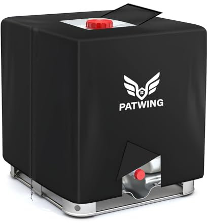 PATWING Bâche de réservoir d'eau,IBC 1000L Bouchon Cuve a Eau Bâche, Anti-poussière Anti-UV Anti-Pluie, Protégeant Le Réservoir IBC (Noir)