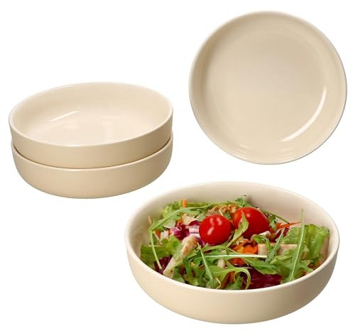 Ritzenhoff & Breker Jasper 4er Set Suppenteller Vanille I 610 ml, Ø 19cm I Steingutteller für 4 Personen I Tiefe Teller für Salat, Suppe, Pasta & Co. I Geschirr für Frühstück, Mittag & Abendbrot