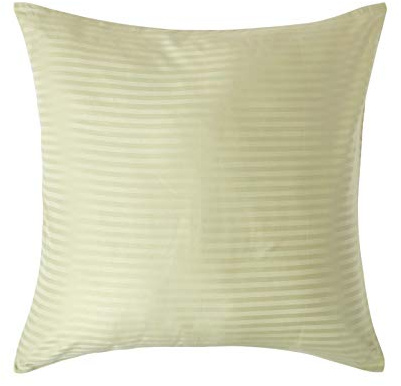 HOMESCAPES Sage Green Pure Egyptian Cotton Euro Size Pillowcase 80 x 80 cm 330 TC 500 Thread Count Percale Equivalent Satin Stripe Pillow Case with Zip Pack of 2