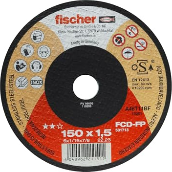 Fischer FCD-FP 150 x 1,5 INOX Trennscheibe für Metall und Edelstahl mit hoher Leistung, Typ 41, für Winkelschleifer, 1 Stück