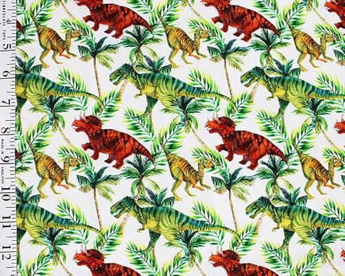 Little Johnny 100 % Baumwolle, Dino Rawr 150 cm breit, digital bedruckter Baumwollstoff, ideal zum Basteln, Quilten, Heimdekoration, Kunst und Handwerk