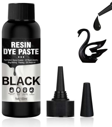 Pasta Colorante Resina Epoxi Negra,100ml Pigmentos Para Resina Epoxi,Colorante Resina Epoxy UV Concentrado para Colorear,Fabricación de Joyas - Epoxy Resin Pigment Paste para Pintura (Negro)