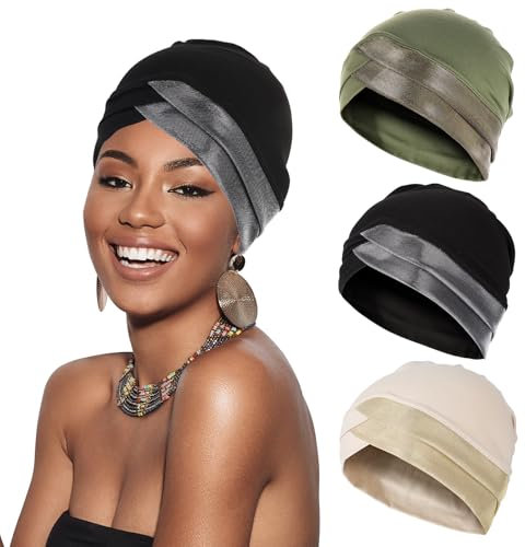 XEPST 3 Stück Hijab Undercap Turban Damen Beanie Mütze Chemo Kopfbedeckung Kopftuch Damen Hijab Muslimische Kleider Schlafhaube Chemo Tücher