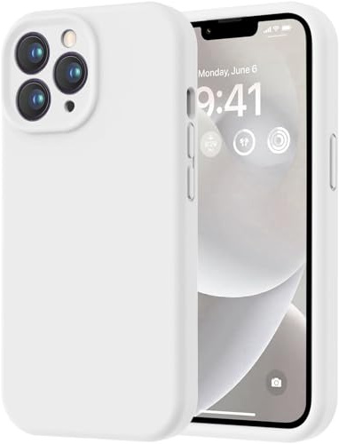 LOVE 3000 Designed for iPhone 13 Pro Max Case, Premium Silicone with [Soft Anti-Scratch Microfiber Lining] Shockproof Protective Phone Case for Lanyard 6.7, White
