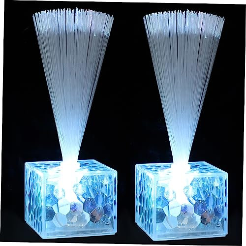 WOONEKY Acryl Fiberoptik Lampen 6stk Bunte Party Lichter Hochzeitsdeko Batteriebetriebene Tafelaufsätze
