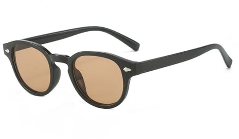 TYUVIVO Rétro Ovale Hommes Rivets Lunettes De Soleil Mode Clair Océan Dégradé Verres Lunettes UV400 Femmes Tendance Jaune Bleu Lunettes De Soleil, Thé Noir, Taille Unique