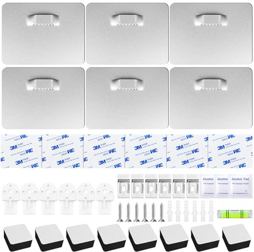 HavaCue 6 Ganci per Immagini Autoadesivi,Sospensione in Vetro Acrilico da 8x6 cm, Sospensione in Vetro Acrilico Robusto, Ganci per Immagini Autoadesivi Fino a 8 kg