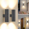 2 Stück Außenwandleuchte IP65 Wasserdichte Wandleuchte，Außenlampe Up Down GU10 Außen/Innen Wandlampe，Aluminium Außenleuchte Aussenlampe wand für Garten Terrasse Eingang,Ohne Leuchtmittel,Dunkelgrau