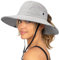 DRESHOW Damen Sonnenhut Outdoor UV-Schutz Hut faltbar Mesh breite Krempe Angeln Pferdeschwanz Strand Eimer Hüte