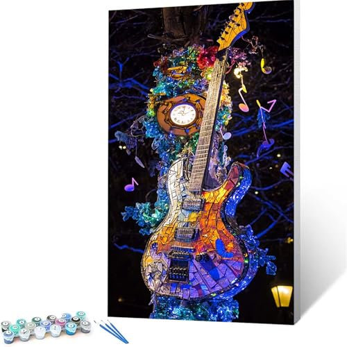 Instruments de musique Peinture Numero Adulte, Abstrait Peinture par Numero sur toile à l'acrylique et au pinceau (30x60 cm), Activité Manuelle Enfant, Loisirs Créatifs Adultes Cheerful painting 5281