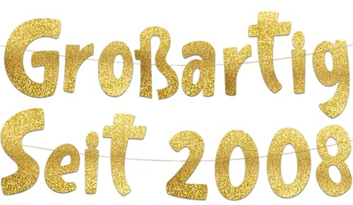 Glitzer-Banner mit Aufschrift Großartig Seit 2008 Party-Dekorationen und Zubehör für 18. Geburtstag