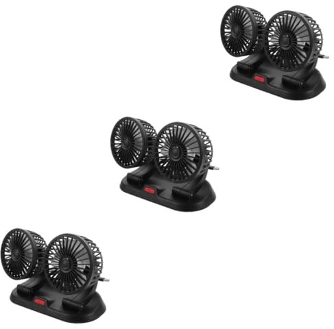 TOPPERFUN 3pezzi Ventilatore Portatile Per Auto Con Doppia Testa e Rotante Per Ventilazione Interna e Raffreddamento Rapido Viaggio