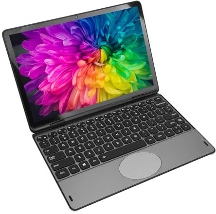 Computer per Laptop Convertibile da 11 Pollici, 2 in 1 Laptop, 32 GB di RAM e SSD da 512 GB, Display Touchscreen FHD, Tastiera Illuminata per (Gold) (Grey)