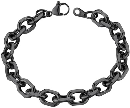 ChainsHouse - Collana da donna/uomo, in acciaio inossidabile, 19 cm/21 cm, catena ancore/fagioli di caffè, larghezza e colore selezionabili, con confezione regalo inclusa, Acciaio inossidabile