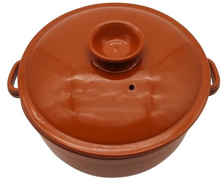 Tegame Ceramica Smaltata con Coperchio 29cm - Padella Antiaderente per Brasature Stufati - Altezza 10cm Cucina Salutare - Made in Italy Terracotta
