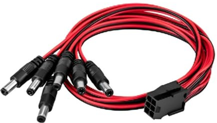 MHADBKH Adapterkabel für Grafikkarten, 1 auf 6 6-polige Buchse auf 6 Stück, DC 5,5 x 2,5 mm, für eine stabile Verbindung, Grafikkarten-Netzkabel