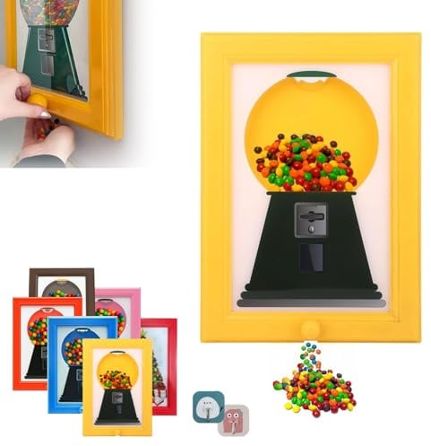 Artévita Bilderrahmen-Süßigkeitenspender, Wandmontage, Gelb | Lebensmittelechter Kunststoff, Wand- oder Tischspender mit Drehknopf; für Bonbons, Nüsse, kleine Snacks und Deko.