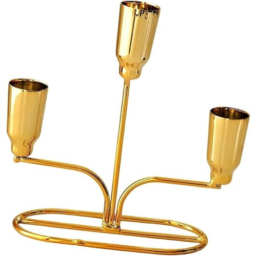 Tubayia Kerzenhalter aus Metall, Kandelaber, Eisenkunst, dekorativer Kerzenständer, Tischdekoration für Partys, Tischdekoration, Wohnzimmer (Gold)