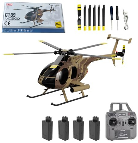 C189 MD500 Little Bird RC-Hubschrauber mit Ein-Tasten-Start/Landung, 2,4 GHz 4-Kanal-Einrotor-Brushless-6-Achsen-Gyro-RC-Hubschrauber mit optischer Flusspositionierung und Höhenhaltung – RTF