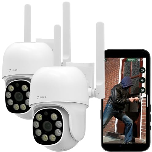 7links Kameras: 2er-Set WLAN-Pan-Tilt-Outdoorkameras, 2K, Tonerkennung, Farbnachtsicht (Outdoor Überwachungskamera, wetterfeste Kamera, SD)