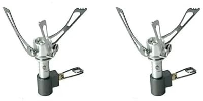 Lot de 2 mini fours, de camping, de pique-nique, de cuisine, brûleurs à gaz, cuisinière, fourneau, équipement Hking (2 pièces en acier inoxydable)