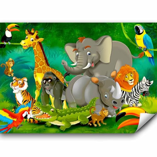 Papier peint murando intissé 350x256 cm Décoration Murale XXL Poster Tableaux Muraux Tapisserie Photo Trompe l'oeil Enfants Animal Jungle e-B-0007-a-a