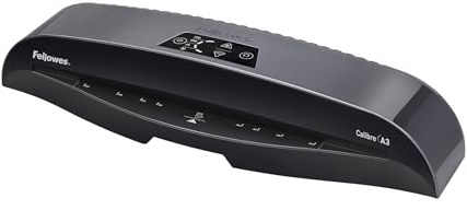 Fellowes Calibre A3 Laminator Machine for Small Office Use - 1 Minute Warm Up Time with Auto Shut Off and Sleep Mode Feature – 80-125 Micron – 10 A4 Laminating Pouch Starter Pack Included - Black