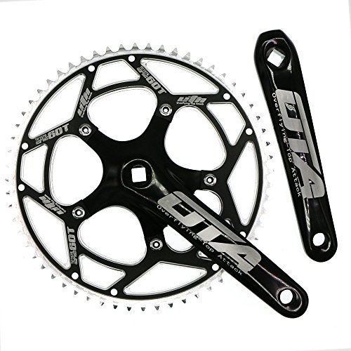 CYSKY Kurbelgarnitur mit 1 Geschwindigkeit, 60 Zähne, 170 mm, 130 BCD-Fixie-Kurbelgarnitur für Singlespeed-Fahrrad, Fixie-Kurbelgarnitur (Vierkantkegel, schwarz)