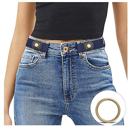 JasGood Schnallenfreier Damen Stretch Elastischer Gürtel für Damen Herren, Plus Size Keine Schnalle Unsichtbarer Gürtel für Jeans Hosen, Blau, 64cm(Für Hosengröße 86cm-125cm)
