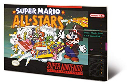 Nintendo Kunstdruck auf Holz, 29,5 x 20 cm, Super (All Stars)