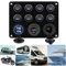 Auveach Pannello Interruttori 8 Gang con 2 USB e Voltmetro Controllo LED Rocker IP68 Impermeabile 12V / 24V per Auto, Barca e Marina