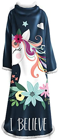 Morbuy Wearable Decke Mit Ärmeln Arme Einhorn, 3D Gedruckt Super Soft Warm Comfy Plüsch Ärmeln, TV Lazy Robe Decke Für Erwachsene Frauen Männer (127 x 178cm,Schwarzer Stern)