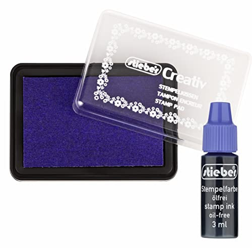 stieber® Stempelkissen Tupfkissen (40×63 mm)-Set mit 3 ml Nachtränkfarbe (VIOLETT)