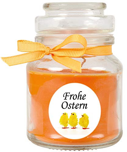 HS Candle Duftkerze als Ostergeschenk (Honigmelone-Duft), Design: Küken - Kerze als Osterdeko - 120g. Wachs mit ca. 30 Stunden Brenndauer