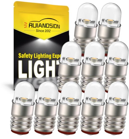 Ruiandsion E5 LED Bulb 12V Warm White E5 E5.5 Screw Base LED Bulb Upgrade for Modle Train Lights(Pack of 10)