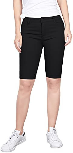 2LUV Dehnbare Damen-Uniformhose mit 5 Taschen, enge Farben, Schwarze Bermuda, 9