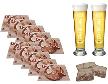 Pierre Trading Ltd Kit degustazione Birra Menabrea bicchieri sottobicchieri tovagliette - Set 16 Pz.
