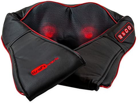 Kraftwerk® Kabellos Shiatsu Massagegerät | Nacken Rücken Schulter Massage & Infrarot Heizung | 3D rotierender Shiatsu Massagegürtel | Rückenmassagegerät & Nackenmassagegerät mit Wärme