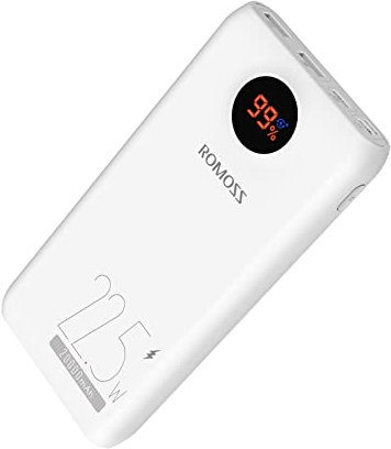 Batterie Externe ROMOSS SW20PF 20000mAh, Supporte la Charge Rapide 22.5W, Chargeur Portable Mini Banque d'alimentation, Ecran LED, Chargement Haut Debit pour Tous Les Smartphones et tablettes