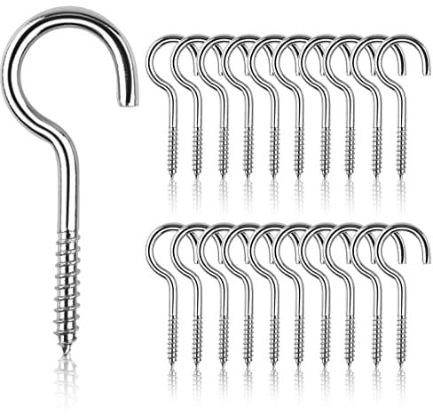 20 Stück M5 x 65 Schraubhaken Edelstahl Schraubösen Schwerlast Einschraubhaken Deckenhaken Hakenschraube Becherhaken Metall Ösenhaken Selbstschneidende Schrauben für Haus, Büro und Outdoor-Einsatz