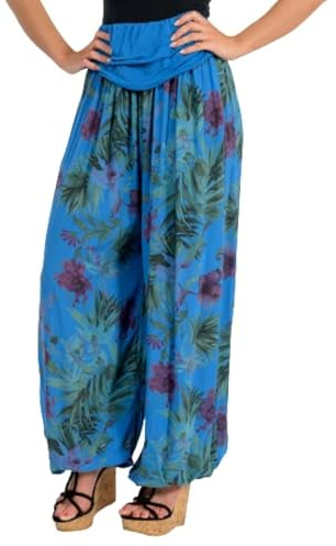 Malito - Damen Haremshose floraler Blumen Print - atmungsaktive Pumphose - dünne Freizeit Strandhose - hautfreundliche Aladinhose 8939 (XS-XL)