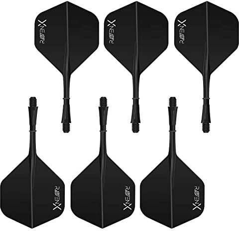 DARTS Sport Edition RavenX Dart Flights - Dart Flights mit Schaft und Flight in einem - 6 Stück (Schwarz)
