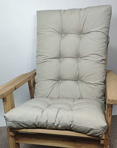 Rattani Premium Polster für Gartenstuhl, Gartenmöbel, Hochlehner Kissen Milano Dralon, Gr. 125 x 55 cm, Colore Sabbia (beige)